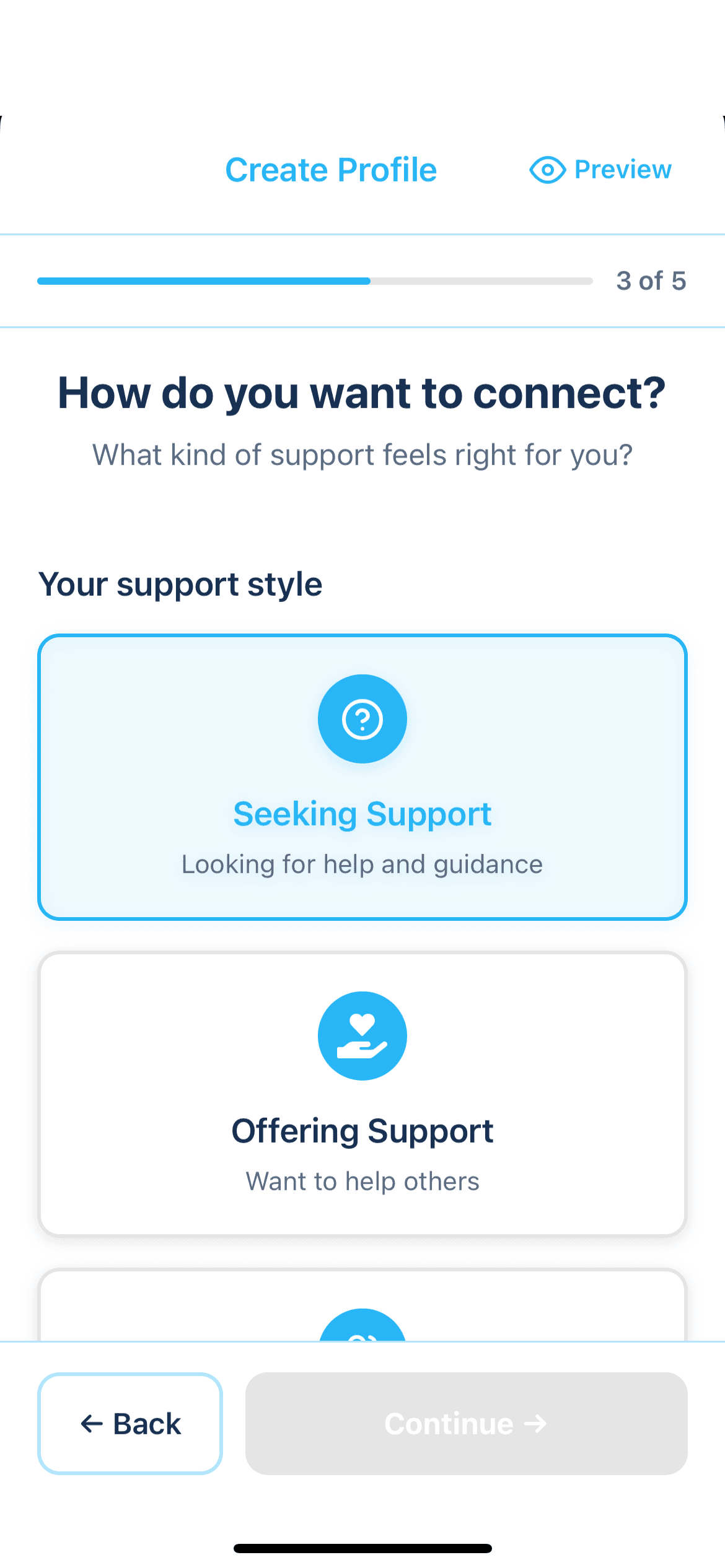 Create Profile - How do you want to connect?